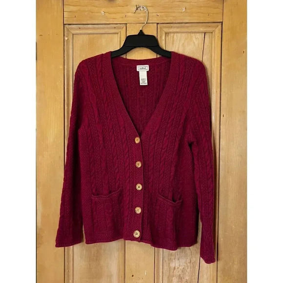 L.L.Bean Womens Vintage 90s SET OF TWO Cardigan Sweater Medium Red Blue FA EXC - Picture 2 of 12